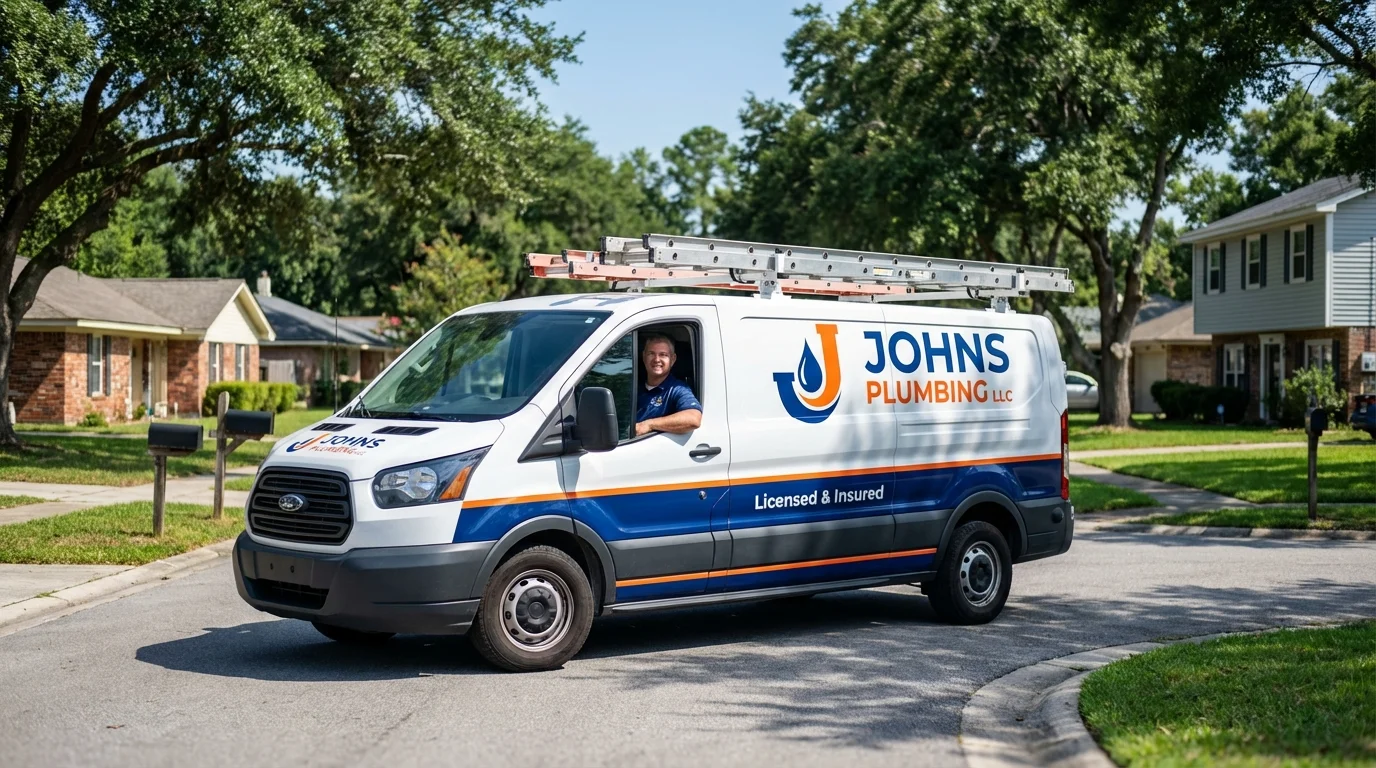 Johns Plumbing LLC service van in Marcellus, MI