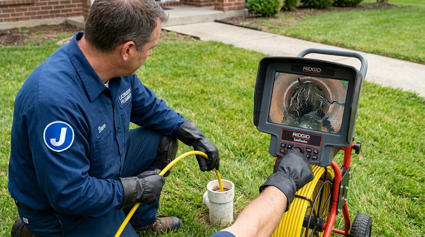 Sewer camera inspection being performed by Johns Plumbing LLC in Marcellus